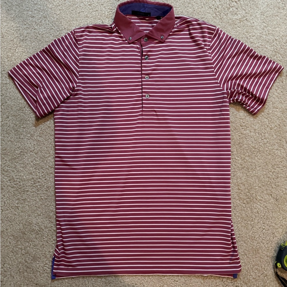 Greyson Red and White Striped Polo Shirt